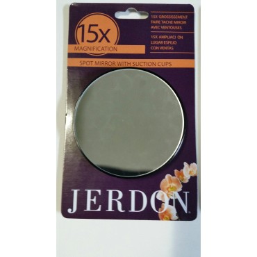 JERDON Black Spot Mirror - 3-Inch Diameter Makeup Mirror with Suction Cups for Wall-Mounting - 15X Magnification - JSC15
