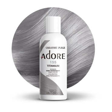 Adore Semi Permanent Hair Color - Vegan and Cruelty-Free Hair Dye - 4 Fl Oz - 155 Titanium (Pack of 1)