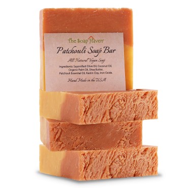 Patchouli Soap - 4 Large 4.5 oz Bars. Handmade in USA with 100% Natural, Non-GMO ingredients