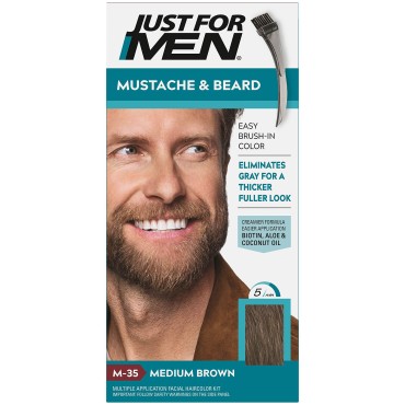 JUST FOR MEN Color Gel Mustache & Beard M-35 Medium Brown 1 ea (Pack of 4)