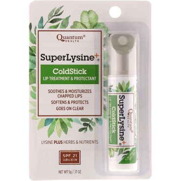 Quantum Lip Clear Lysine + Lip Treatment and Protectant SPF 21, 0.17 Ounces each (Pack of 2)