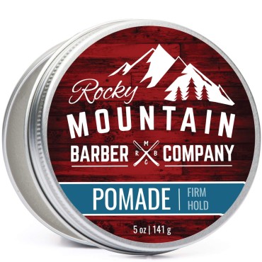 Rocky Mountain Barber Company Pomade for Men - 5 oz Tub Classic Styling Product with Strong Firm Hold for Side Part, Pompadour & Slick Back Looks - High Shine & Easy to Wash Out - Water Based