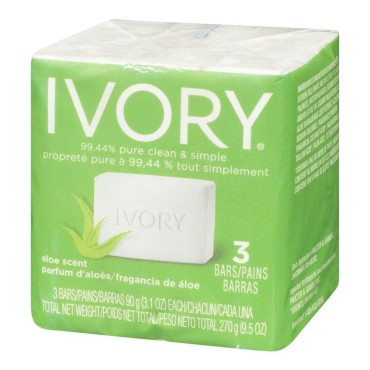 Ivory Bar Soap with Aloe 3 ea (Pack of 12)