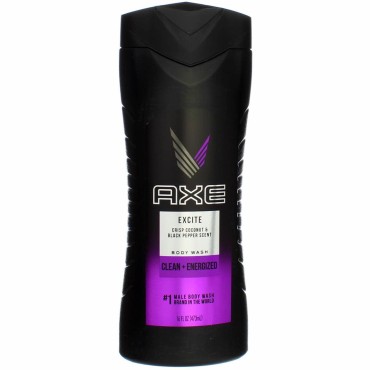 AXE Excite Body Wash, Crisp Coconut and Black Pepper, 16 fl oz (473 ml) (Bundle of 4)