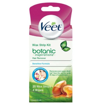 VEET Ready to Use Wax Strips Hair Remover for Body, Bikini & Face 20 ea (Pack of 5)