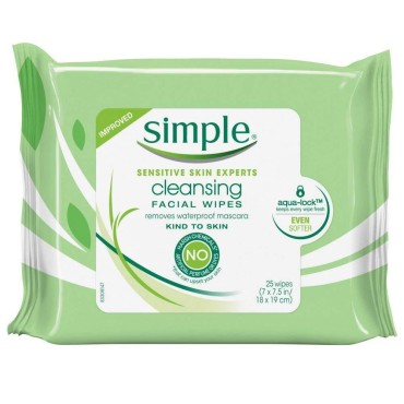Simple Cleansing Facial Wipes 25 Each (Pack of 12)