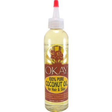 Okay 100% Pure Coconut Oil for Hair & Skin, 6 oz (Pack of 3)