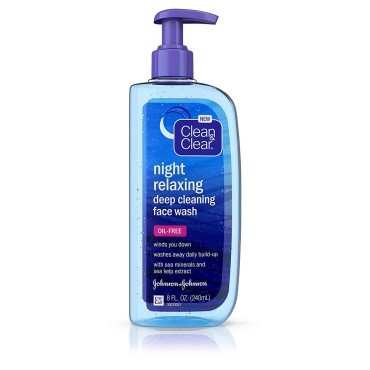 Clean & Clear Night Relaxing Deep Cleaning Face Wash Oil Free, 8 oz (Pack of 2)