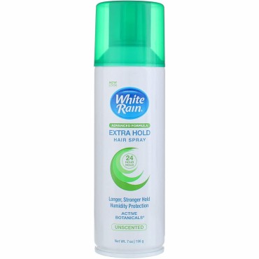 White Rain Aerosol Hairspray Unscented, Extra Hold 7 oz (Pack of 8)