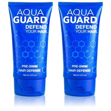 AquaGuard Pre-Swim Hair Defense | Prevents Chlorine Damage + Softens Hair While Swimming | Made in California | Color Safe, Leaves Hair Smelling Great | 5.3 oz (2 Pack)