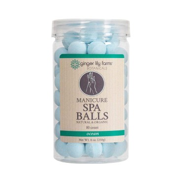 Ginger Lily Farms Botanicals Manicure Spa Balls Ocean, Manicure Soak Balls Replenishes Moisture, Softens and Conditions Skin, 8 Ounces, 80-Count