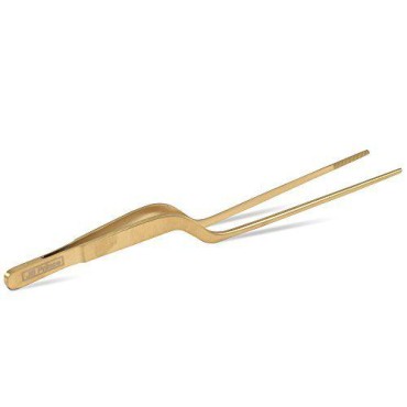 JB Prince Gold Offset Fine Tip Tweezer - 7.8-in...