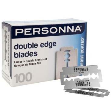 Personna Double Edge Stainless Steel Blades 100 Pcs Comfort Coated Safety Barber Shaving Razor Made in USA (Pack of 2) by Personna