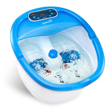 Ivation Foot Spa Massager - Heated Bath, Automatic Massage Rollers, Vibration, Bubbles, Digital Adjustable Temperature Control, 3 Pedicure Attachments