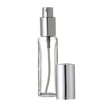Grand Parfums 1 Oz Tall Square Style Perfume Atomizer Empty Refillable Glass Bottle - 1 oz Size for Aromatherapy Perfume Bottles - 30ml 30 ml with Sprayer and Cap (Set of 2, Silver Sprayer/Cap)