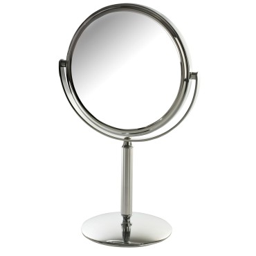 JERDON Model's Choice Two-Sided Tabletop Makeup Mirror - Makeup Mirror with 5X Magnification & Swivel Design - Portable 5.5-Inch Diameter Mirror in Chrome Finish - Model MC105C