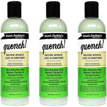 Aunt Jackie's Curls & Coils Quench! Moisture Intensive Leave-In Conditioner, 12 oz (Pack of 3)