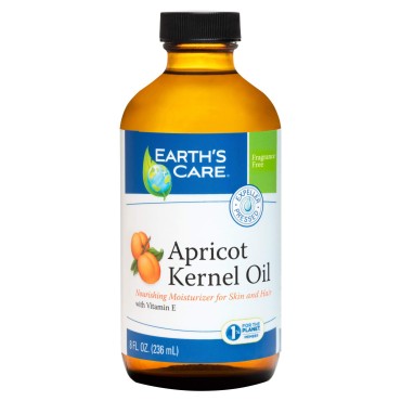 Earth's Care Apricot Kernel Oil - Apricot Oil for Skin and Hair with Vitamin E - Expeller Pressed - 8 Fl OZ
