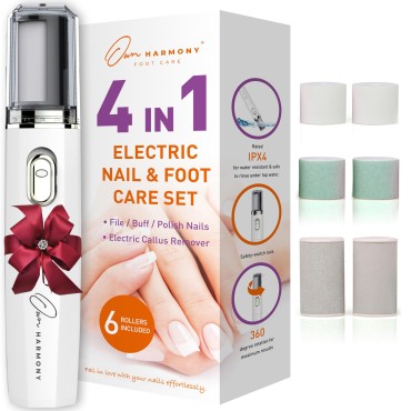 Own Harmony Electric Nail Buffer and Shine Kit for Natural Nails: Manicure Pedicure Tools with Callus Remover Foot Care, Best Electronic Mani Pedi Polisher Set to Buff, Polish, File Thick Toenails