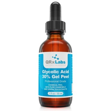 Glycolic Acid 30% Gel Peel with Chamomile and Green Tea Extracts - Professional Grade Chemical Face Peel for Acne Scars, Collagen Boost, Wrinkles, Fine Lines - Alpha Hydroxy Acid - 1 Bottle of 1 fl oz
