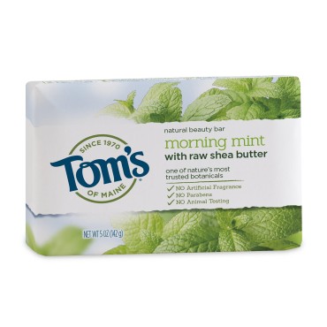 Tom's of Maine Natural Beauty Bar Soap with Raw Shea Butter, Mint, 5 oz