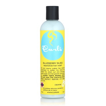 Curls Blueberry Bliss Reparative Hair Wash - Encourage Healthy Scalp and Hair Growth - Rich and Creamy Sulfate-Free Cleanser - For Wavy, Curly, and Coily Hair Types - 8oz