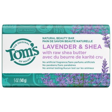 Tom's of Maine Natural Beauty Bar Soap, Lavender & Shea With Raw Shea Butter, 5 oz.