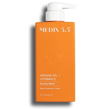 MEDIX 5.5 Argan Oil Cream W/Vitamin E Anti Aging Skin Care Moisturizer Body Cream | Firming Body Lotion Reduces Look Of Wrinkles, Cellulite, Crepey Skin, & Uneven Skin Tone For Women & Men, 15 Fl Oz