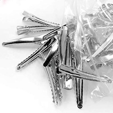 Adorox 50 Pc. 1.75 Inches Silver Alligator Hair Clips With Teeth