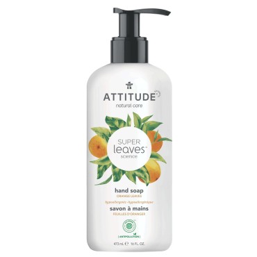ATTITUDE Hand Soap, EWG Verified, Plant- and Mineral-Based Formula, Vegan & Cruelty-free Personal Care Products, Hypoallergenic, Orange Leaves, 16 Fl Oz