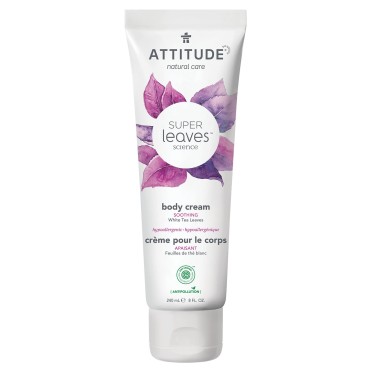 ATTITUDE Body Cream, EWG Verified, Dermatologically Tested, Plant and Mineral-Based, Vegan Beauty Products, Soothing, White Tea Leaves, 8 Fl Oz