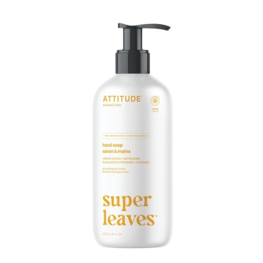 ATTITUDE Liquid Hand Soap, EWG Verified, Plant and Mineral-Based Ingredients, Vegan and Cruelty-free, Lemon Leaves, 16 Fl Oz