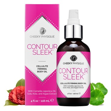 Contour Sleek Cellulite Smoothing Oil - Intensive Anti Cellulite Skin Tightening & Firming Body Oil with Gotu Kola - Natural Detox Oil for Cupping Massage or Lymphatic Drainage Treatment