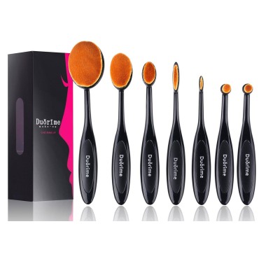 Duorime New 7pcs Black Oval Toothbrush Makeup Brus...