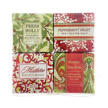 Greenwich Bay Trading Christmas Holiday Soap Sampler - Gift Boxed Set of 4 Assorted Scents