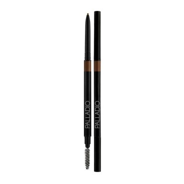 Palladio Beauty Brow Definer Pencil, Medium Brown, Ultra Precise Twist-Up Eye Brow Pencil with Long-Staying Power, Spooley Brush Blends Color for Natural Finish, No Eyebrow Pencil Sharpener Required