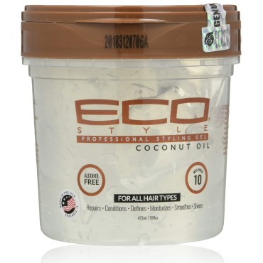 ECOCO Eco Style Gel - Coconut Oil - Adds Luster And Moisturizes Hair - Weightless Styling And Superior Hold - Prevents Breakage And Split Ends - Promotes Scalp Health - For All Hair Types - 16 Oz