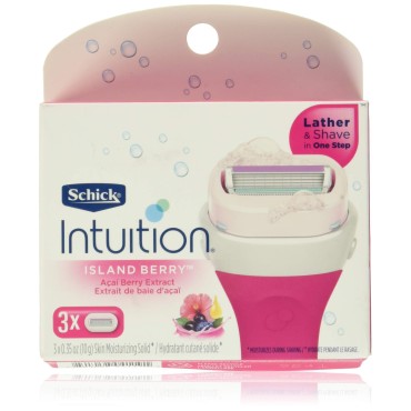 Schick Intuition Island Berry Womens Razor Refills with Acai Berry Extract, Pack of 3