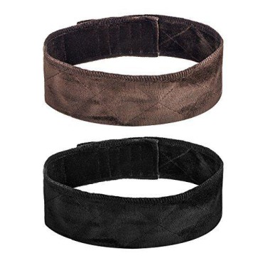 2 Pack Velvet Wig Band Head Hair Band Adjustable Fastern (Black and Brown)