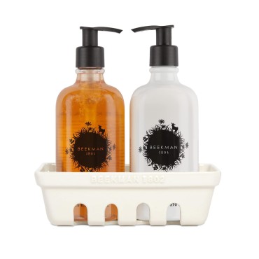Beekman 1802 Hand Wash & Lotion Ceramic Caddy Set, Honeyed Grapefruit - Scented - 12.5 oz Each - Deeply Cleanses & Hydrates Dry Hands - With Goat Milk - Good for Sensitive Skin - Cruelty Free