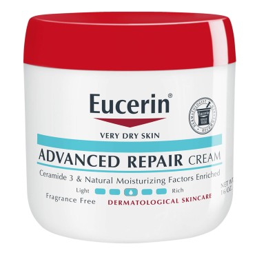 Eucerin Advanced Repair Cream - Fragrance Free, Full Body Lotion for Very Dry Skin - 16 oz. Jar