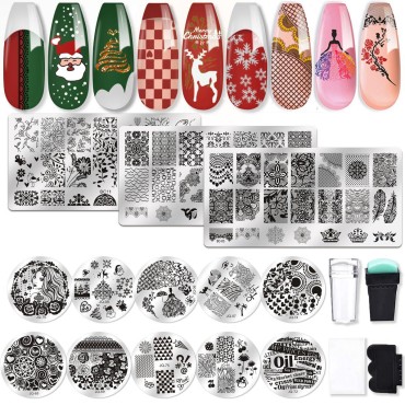 Biutee Nail Stamping Plate Kit 2 Nail Stamper 13 N...