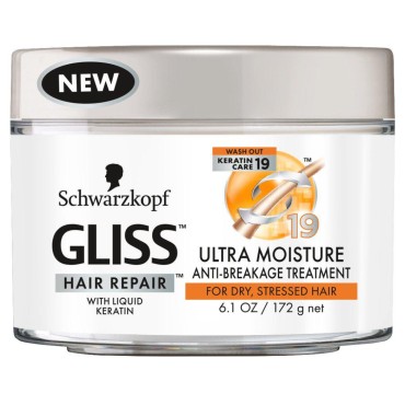 Gliss Treatment Ultra Moisture Anti-Breakage 6.1 Ounce Jar (180ml) (2 Pack)