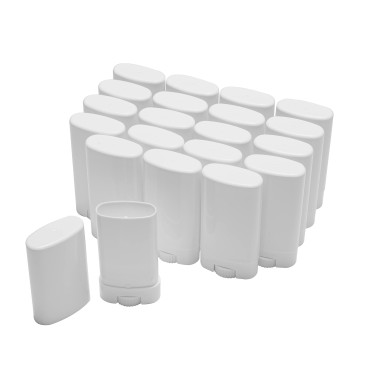 Xiboya textile Empty Oval Deodorant Lip Lipstick Balm Tubes Containers Plastic (20-Pack) (15ml, white)