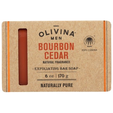 Barrel and Oak - Exfoliating Bar Soap, Men's Soap Bar, Natural Exfoliator, Vegan (Bourbon Cedar, 6 oz)