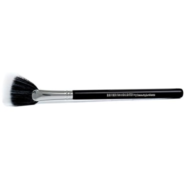 Fan Highlighter Makeup Brush - Beauty Junkees Duo Fiber Face Make Up Brushes, Cheekbone Define Highlighting with Powder, Cream, Mineral, Liquid Cosmetics, Soft, Synthetic, Vegan, Cruelty Free