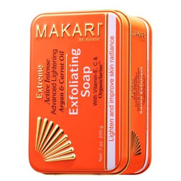 MAKARI Extreme Active Intense Argan & Carrot Oil Exfoliating Soap (7oz) | Advanced Brightening Bar Soap | With Apricot Seed Extract and Vitamins C & E | Helps Reveal Natural Skin Radiance