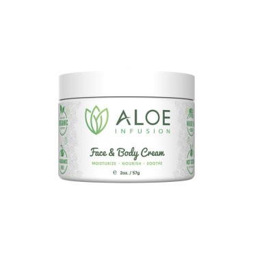 Aloe Infusion Body and Face Moisturizer - Natural Moisturizing Cream with Organic Aloe Vera - Skin Care for Dry Skin, Anti Wrinkle, Acne Scars, Rosacea, Psoriasis Eczema Cream Lotion for Men & Women