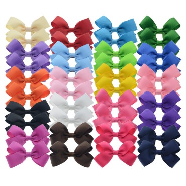 40pcs Toddler Girls Ribbon Bows for Hair (3 Inch Bow Bulk Pack) (20 pairs toddler bows)