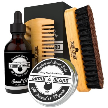 Beard Brush, Beard Comb, Beard Oil, & Beard Balm G...